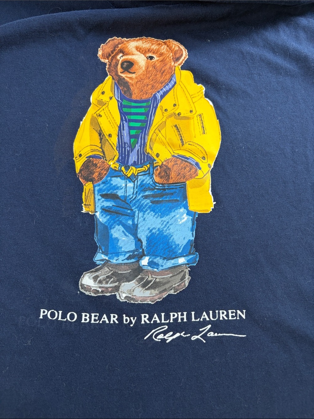 Ralph Lauren Polo Bear Tee — Navy with Yellow Jacket